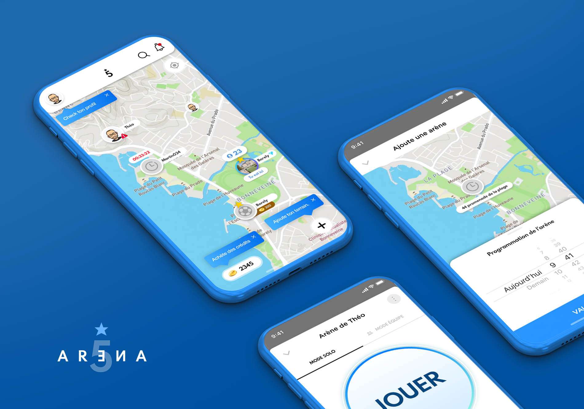 ARENA 5 — Sport · Booking, a project delivered by 55 · agency